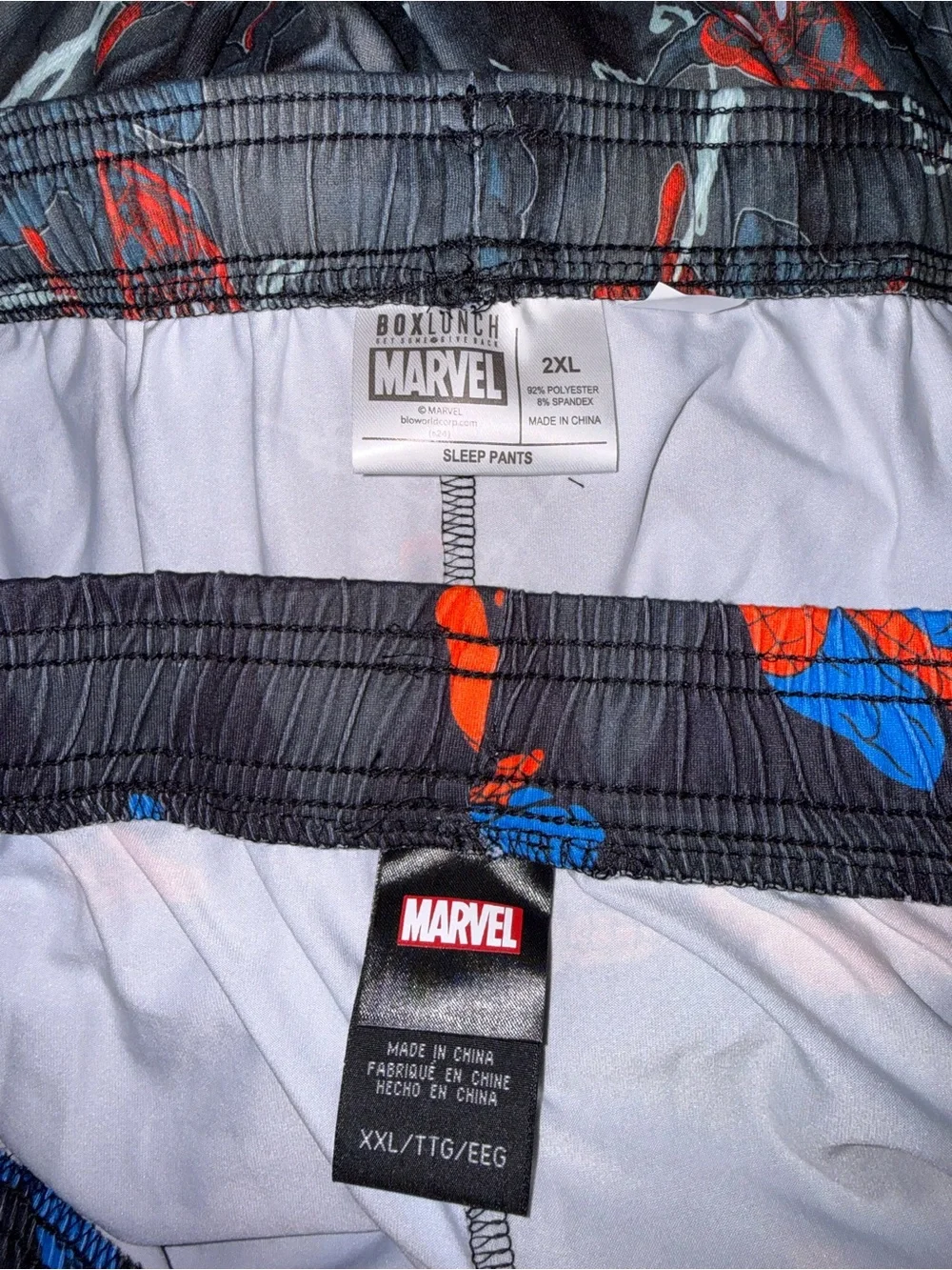 2927-Marvel Black Joggers Lounge Pants with Red & Blue Spider Print